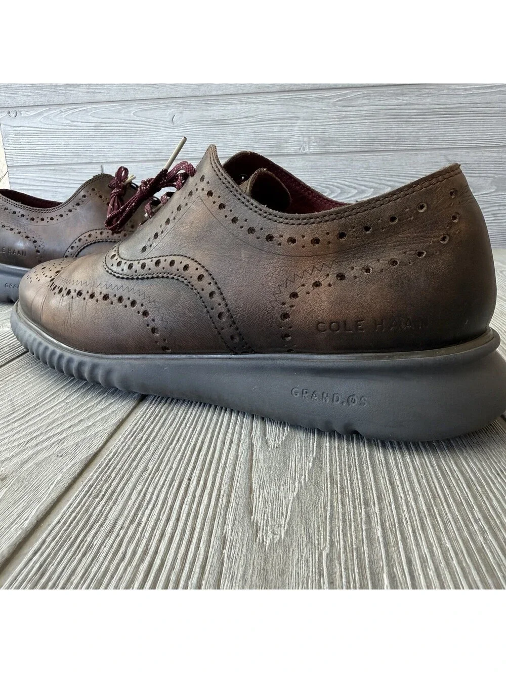 Cole Haan Grand.OS ZeroGrand Wingtip Oxford Brown Leather Shoes Men’s 10.5